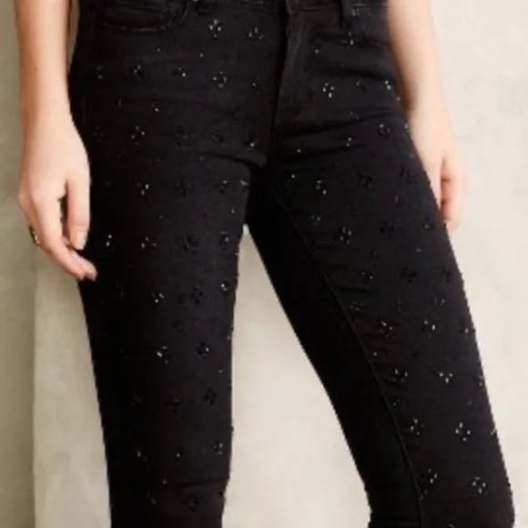 PAIGE Verdugo Cleo Jewel Embellished Black Skinny Jeans Size 29 - Picture 5 of 12